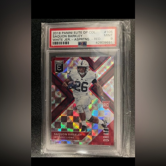 2018 Panini Elite DP #105 Saquon Barkley 49/49 (Red - Aspirations) PSA 9 Mint - Picture 1 of 2